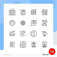 16 iconos creativos signos y símbolos modernos de seguridad de baloncesto herramienta de búsqueda matutina elementos de diseño vectorial editables vector