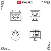 Stock Vector Icon Pack of 4 Line Signs and Symbols for analytics monitoring shield computer security computer Editable Vector Design Elements