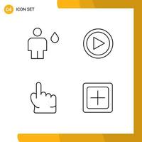 Pack of 4 Modern Filledline Flat Colors Signs and Symbols for Web Print Media such as avatar finger fire interface point Editable Vector Design Elements