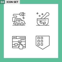4 Thematic Vector Filledline Flat Colors and Editable Symbols of automotive technology touch hospital soup protect Editable Vector Design Elements