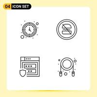 Group of 4 Filledline Flat Colors Signs and Symbols for clock gdpr watch diet web Editable Vector Design Elements