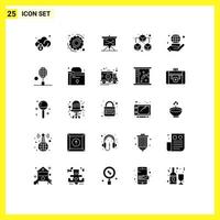 User Interface Pack of 25 Basic Solid Glyphs of business hand business sharing big Editable Vector Design Elements