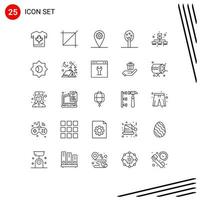 Set of 25 Modern UI Icons Symbols Signs for setting web geo marketing tree Editable Vector Design Elements