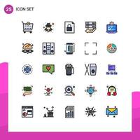 Set of 25 Modern UI Icons Symbols Signs for goggles setting lock computer control Editable Vector Design Elements