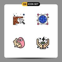 Set of 4 Modern UI Icons Symbols Signs for wall bynny trowel worldwide rabbit Editable Vector Design Elements