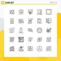 Set of 25 Modern UI Icons Symbols Signs for port internet server ethernet summer Editable Vector Design Elements