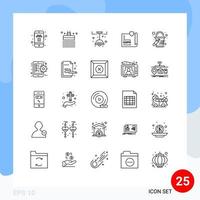 25 Universal Line Signs Symbols of bucket page kitchen lock document Editable Vector Design Elements