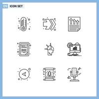 Universal Icon Symbols Group of 9 Modern Outlines of art man document user doc extension Editable Vector Design Elements