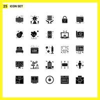 Set of 25 Modern UI Icons Symbols Signs for computer heart hacker sign heart lock Editable Vector Design Elements