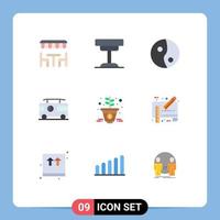 Set of 9 Modern UI Icons Symbols Signs for marketing growth table van hippy Editable Vector Design Elements