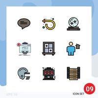 Pictogram Set of 9 Simple Filledline Flat Colors of interior technology crystal globe seo Editable Vector Design Elements