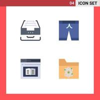 Pictogram Set of 4 Simple Flat Icons of archive diploma document sport learning Editable Vector Design Elements