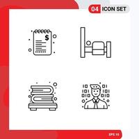 Group of 4 Modern Filledline Flat Colors Set for commerce bookshelf shopping people programmer Editable Vector Design Elements