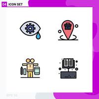 Group of 4 Filledline Flat Colors Signs and Symbols for correction life business place work Editable Vector Design Elements