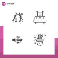 4 Universal Filledline Flat Colors Set for Web and Mobile Applications headset writing bus transportation development Editable Vector Design Elements