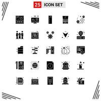 Set of 25 Commercial Solid Glyphs pack for pin flip design laptop monitor Editable Vector Design Elements