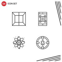 4 User Interface Line Pack of modern Signs and Symbols of printer energy code scan lab Editable Vector Design Elements