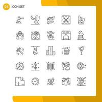 25 Thematic Vector Lines and Editable Symbols of bath support climate hand email Editable Vector Design Elements