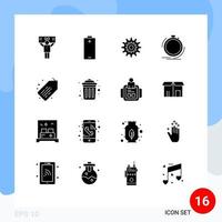 Editable Vector Line Pack of 16 Simple Solid Glyphs of performance action settings work system Editable Vector Design Elements