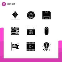 9 Creative Icons Modern Signs and Symbols of hanging board floppy window page Editable Vector Design Elements