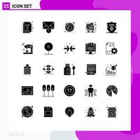 25 Thematic Vector Solid Glyphs and Editable Symbols of privacy data likes trolley groceries Editable Vector Design Elements