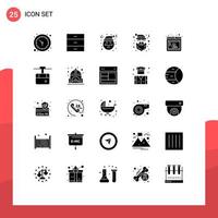 Set of 25 Modern UI Icons Symbols Signs for browser cpc christmas cap claus Editable Vector Design Elements