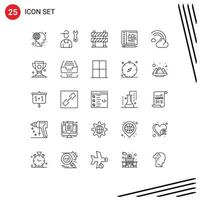 grupo de símbolos de iconos universales de 25 líneas modernas de proceso de barrera de acuarela rellena en construcción elementos de diseño de vectores editables