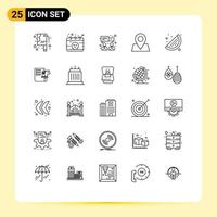 25 User Interface Line Pack of modern Signs and Symbols of business food chat lemon location Editable Vector Design Elements