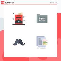 Set of 4 Commercial Flat Icons pack for cigar moustache party files movember Editable Vector Design Elements