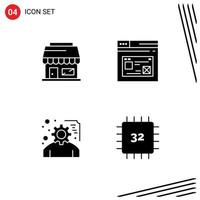 paquete de iconos de vectores de stock de 4 signos y símbolos de línea para la planificación de tiendas planificación de servicios de sitios web de Internet elementos de diseño de vectores editables