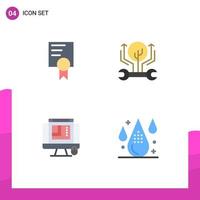 Group of 4 Modern Flat Icons Set for certificate web designing development hack web layout Editable Vector Design Elements