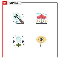 Set of 4 Commercial Flat Icons pack for search energy judge park nature Editable Vector Design Elements