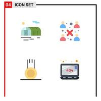 Group of 4 Modern Flat Icons Set for farming gym business workgroup error Editable Vector Design Elements