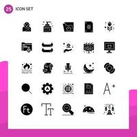 25 Universal Solid Glyphs Set for Web and Mobile Applications printing development spray design service Editable Vector Design Elements