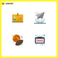 Group of 4 Modern Flat Icons Set for id baseball badge letter hobby Editable Vector Design Elements