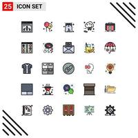 Filled line Flat Color Pack of 25 Universal Symbols of bag shopping swim suit shop internet Editable Vector Design Elements