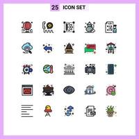 Universal Icon Symbols Group of 25 Modern Filled line Flat Colors of qehwa tea phone setting cog wheel Editable Vector Design Elements