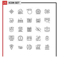 Universal Icon Symbols Group of 25 Modern Lines of settings options chip weapon military Editable Vector Design Elements