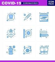 Covid19 icon set for infographic 9 Blue pack such as hospital signboard virus event flu carrier viral coronavirus 2019nov disease Vector Design Elements
