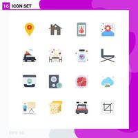 Universal Icon Symbols Group of 16 Modern Flat Colors of car service planning game project development Editable Pack of Creative Vector Design Elements