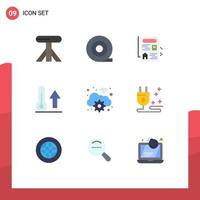 Pictogram Set of 9 Simple Flat Colors of cable digital meteorology wifi cloud Editable Vector Design Elements