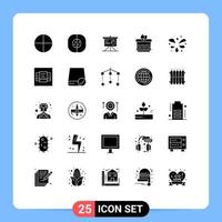 25 Thematic Vector Solid Glyphs and Editable Symbols of park egg presentation eat cack Editable Vector Design Elements