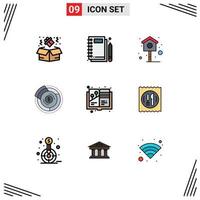 conjunto de 9 iconos de interfaz de usuario modernos símbolos signos para diseño gráfico pájaro presupuesto financiero elementos de diseño vectorial editables vector