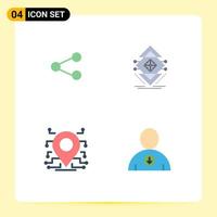 4 Creative Icons Modern Signs and Symbols of media location sharing infrastructure secure Editable Vector Design Elements