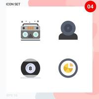 4 Universal Flat Icon Signs Symbols of audio ball radio gadget line Editable Vector Design Elements