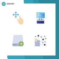 Group of 4 Modern Flat Icons Set for finger devices computer computing gadget Editable Vector Design Elements