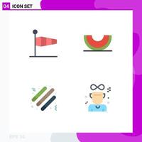 Set of 4 Vector Flat Icons on Grid for air slice speed food night Editable Vector Design Elements