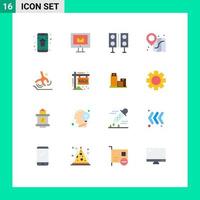 User Interface Pack of 16 Basic Flat Colors of business location service beach speaker Editable Pack of Creative Vector Design Elements