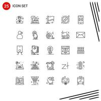 conjunto de 25 iconos modernos de la interfaz de usuario signos de símbolos para la aplicación de acabado móvil de correo nuevos elementos de diseño vectorial editables vector