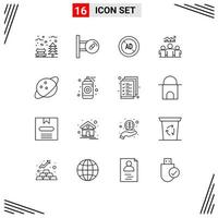 Outline Pack of 16 Universal Symbols of success team medicine user digital Editable Vector Design Elements